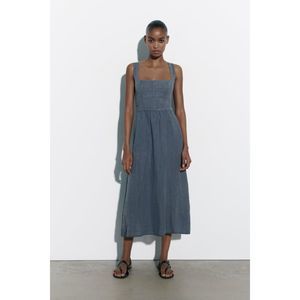 zara LINEN MIDI DRESS lg